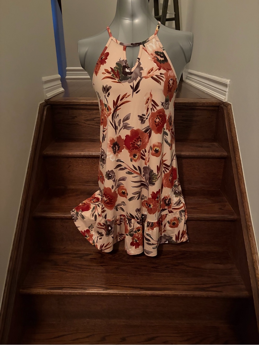 Everly Floral Halter Mini Dress in Pink